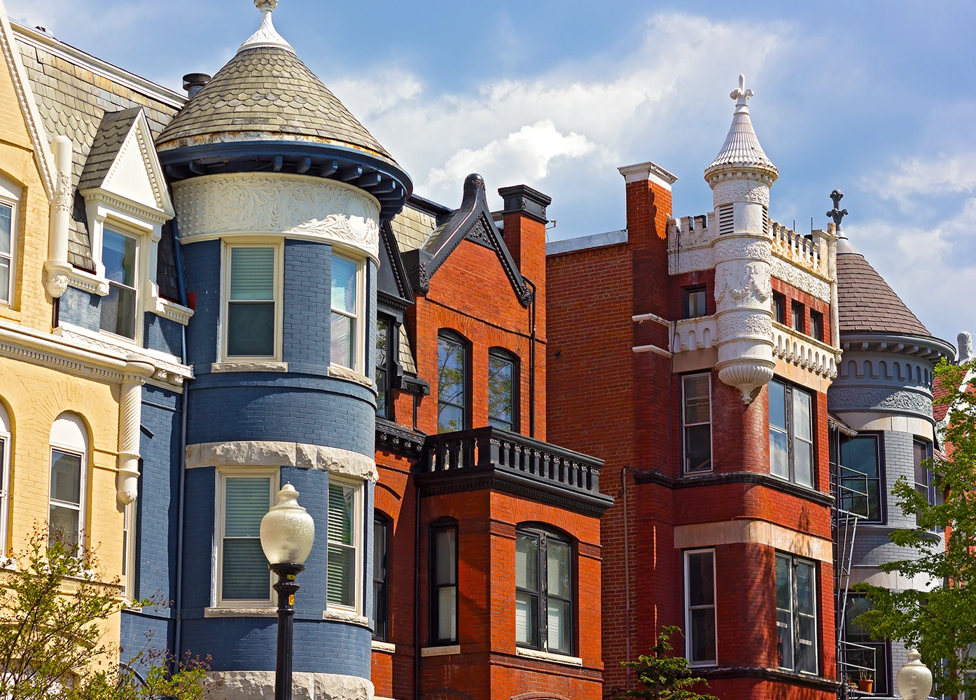 Colorful historic rowhouses in Dupont Circle, DC